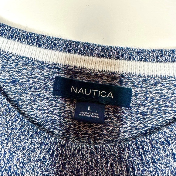 Nautica Sweater Nautical Sweater LS Top Pullover Blue Marled Anchor - Picture 5 of 6